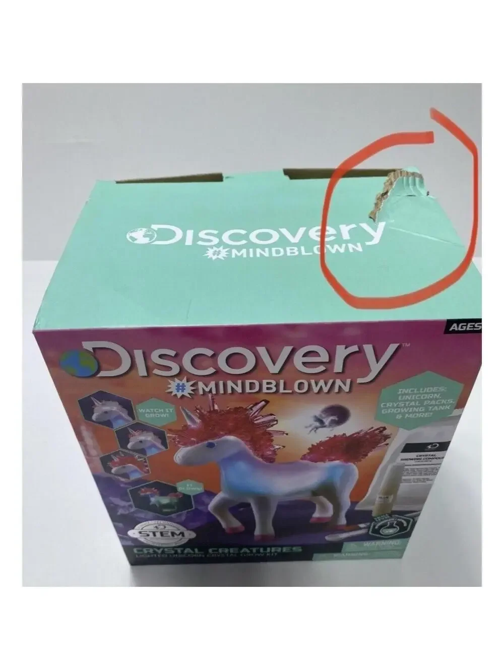 Discovery Crystal Creatures Light-Up Unicorn STEM Crystal Growing Kit, New